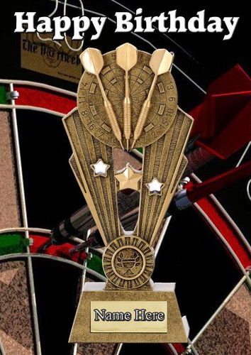 Darts sport trophy card - darts, a5