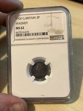 Queen Victoria 0.925 Silver Maundy 3d (Three Pence) 1900 NGC MS62 (8456)