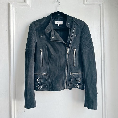 Reiss charcoal suede biker - reiss,