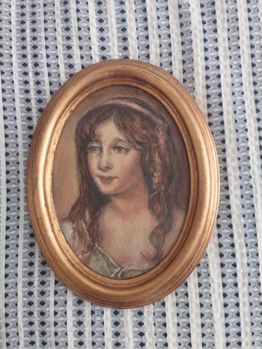 Oil board painting portrait - on,