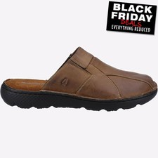 Hush Puppies Carson Mule Mens Classic Casual Lifestyle Leather Sandal Brown