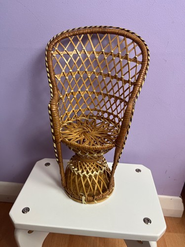 Vintage wicker doll chair 30cm - doll,