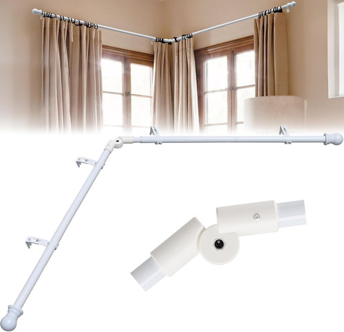 Bay window curtain - window, poles