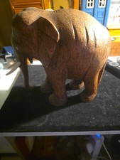  Vintage Elephant Animal, Carved Wooden Elephant.