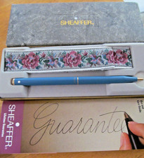 Sheaffer White Dot Ladies Teal Pen With Tapestry Pouch & Box & Papers & Refill