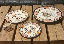 Masons Ironstone Blue Mandalay Clock, plates & spill Vase. Masons collection 