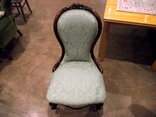 Antique Spoonback Nursing Chair Victorian Green.