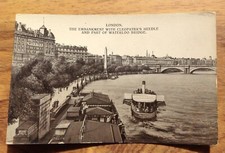 Vintage Postcard London Embankment & Cleopatra's Needle. Free UK Postage