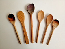 6 Vintage Wooden Baking Spoons / Stirrers, Worn Shabby Vintage