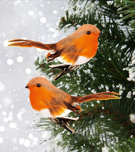 Christmas robins clip on - clip,