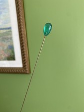 Long Vintage Hat Pin Green