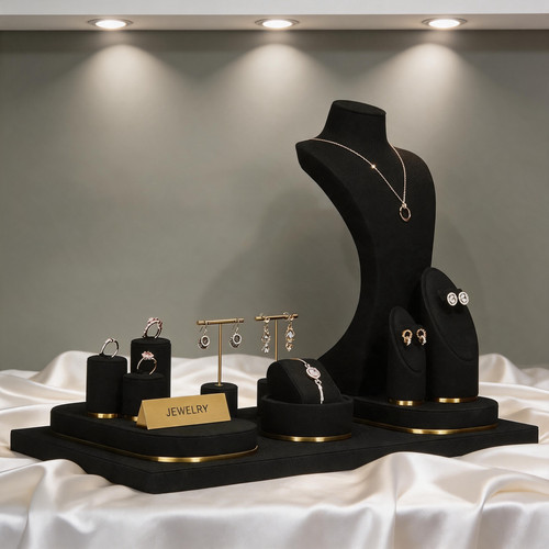 Luxury black suede necklace - black,