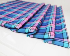 Tartan Fabric - Navy Blue Pink