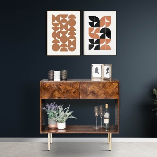 Solid mango wood block console - solid,