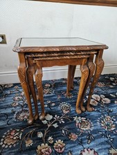 Burr walnut nest of three