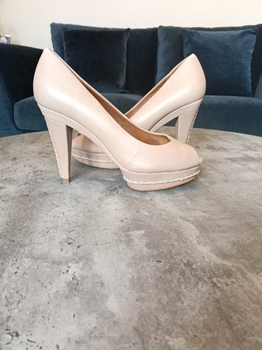 Zara nude leather peep - nude,