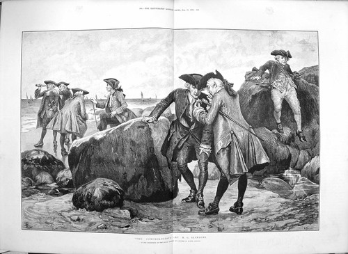 Old antique print 1886 - old,