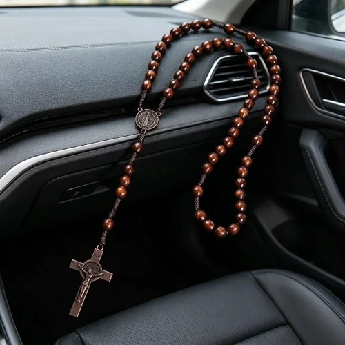 Wooden rosary cross handmade - wooden,