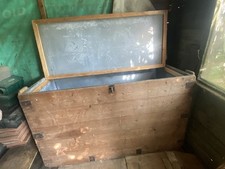 Large Shed Strong Box For Tools. Wooden/ Zink Lined Lockable Strong Box