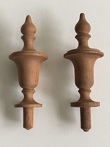 Pair wooden finial clock - of,