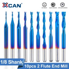 10x Up Cut Spiral Router Bit Set 2 Flute 1/8" Shank Carbide CNC End Mill Cutter