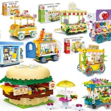 Street Food Stalls Market Stores Building Bricks Kit Construction Blocks Toy Set