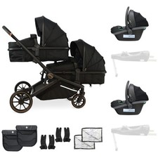 My Babiie MB33 Tandem Pushchair with 2 Infant Carriers - Black Leopard