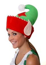 CHRISTMAS ELF HAT WITH EARS SANTAS HELPER XMAS ADULTS NOVELTY FUNNY FANCY DRESS