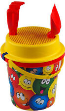 Beach Bucket And Spade With Rake And Sieve - Large Red Smiley Face Design