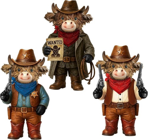 Western cowboy highland cow - western,