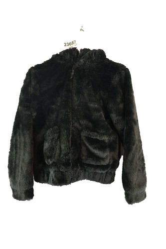 Black faux fur hooded - h&m,