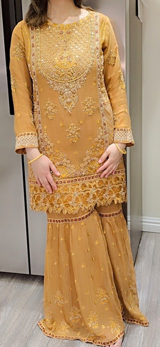 Womens gold fully embroidered - gold,