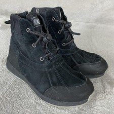UGG Turlock Boots Boys Size 5 Black Suede Waterproof Thinsulate Side Zip Toggle
