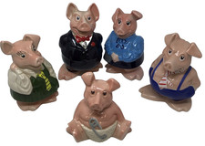 Nat West Piggy Banks by Wade - Ceramic Pigs Full Set x 5 All With Stoppers 1980s