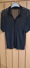 Ladies black short sleeve button up lace cardigan. size 12.