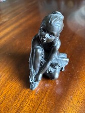 Vintage Bronzed Resin Ballerina Figure, Signed A.G. Charming, 10 cm High