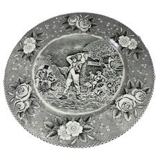 W Adams & Sons Warranted Staffordshire Willow Pattern deep Plate 24.5cm