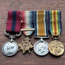 Miniature Medal Group Distinguished Conduct Medal DCM 1914 Star Trio Mons Clasp