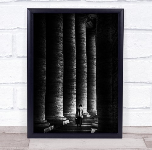 Tall pillars man walking