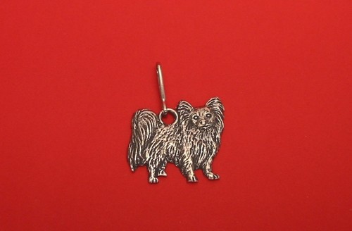 Papillon dog pewter zipper - papillon,