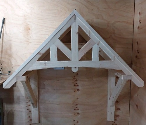 Timber front door - front, porch