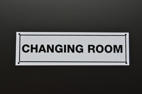 Changing room door sign - changing, or