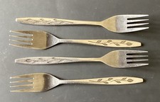 Ashberry Stainless Steel Satin Leaf Cutlery. 4 Dessert Forks 