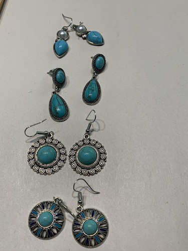 Turquoise gemstone silver tone - gemstone,