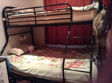 Metal Triple Bunk Bed - Single 3ft - Double Twin Sleeper Memory No Mattress 
