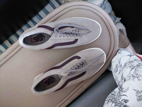 Vans white purple low top - vans,