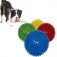 Colorful Spikey Balls Dog Balls Interactive Toys Puppy Chew Toys Squeaky Rubber◈
