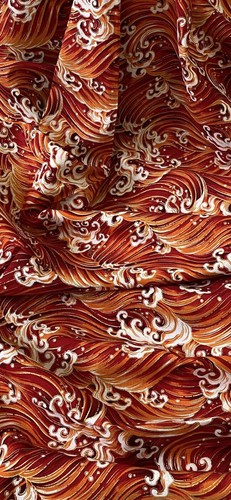 Red multicoloured waves 100 - waves, 100%