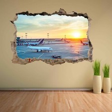 Airport Airplanes Sunset Wall