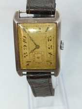 1930s Mens Watch Swiss Made Art Deco  Rectangluar Large Size Case  Gwo